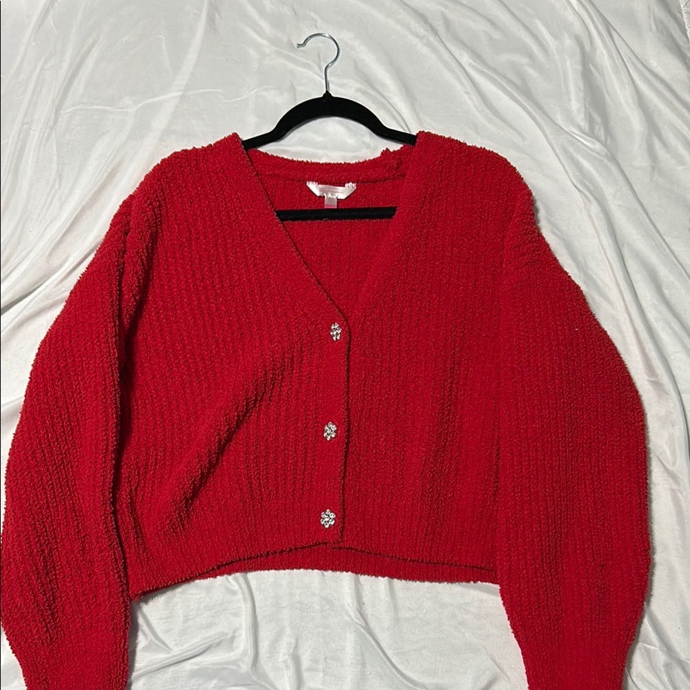 Chic Red Button-Up Cardigan
